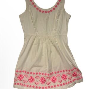 Vineyard Vines Caribbean Floral Embroidered Sundress White / Neon Pink Size 12